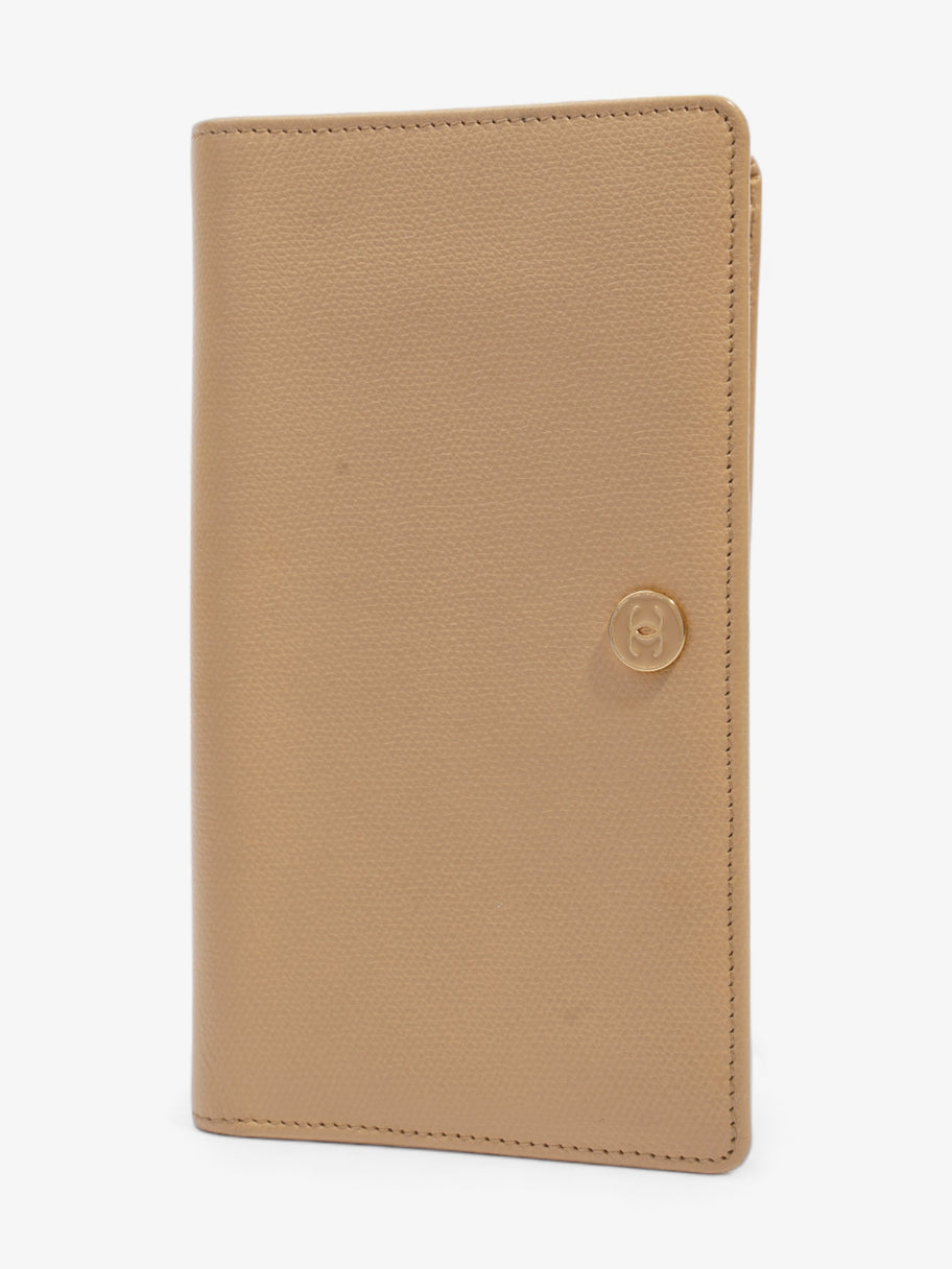 Chanel Button Wallet Beige Leather Image 1