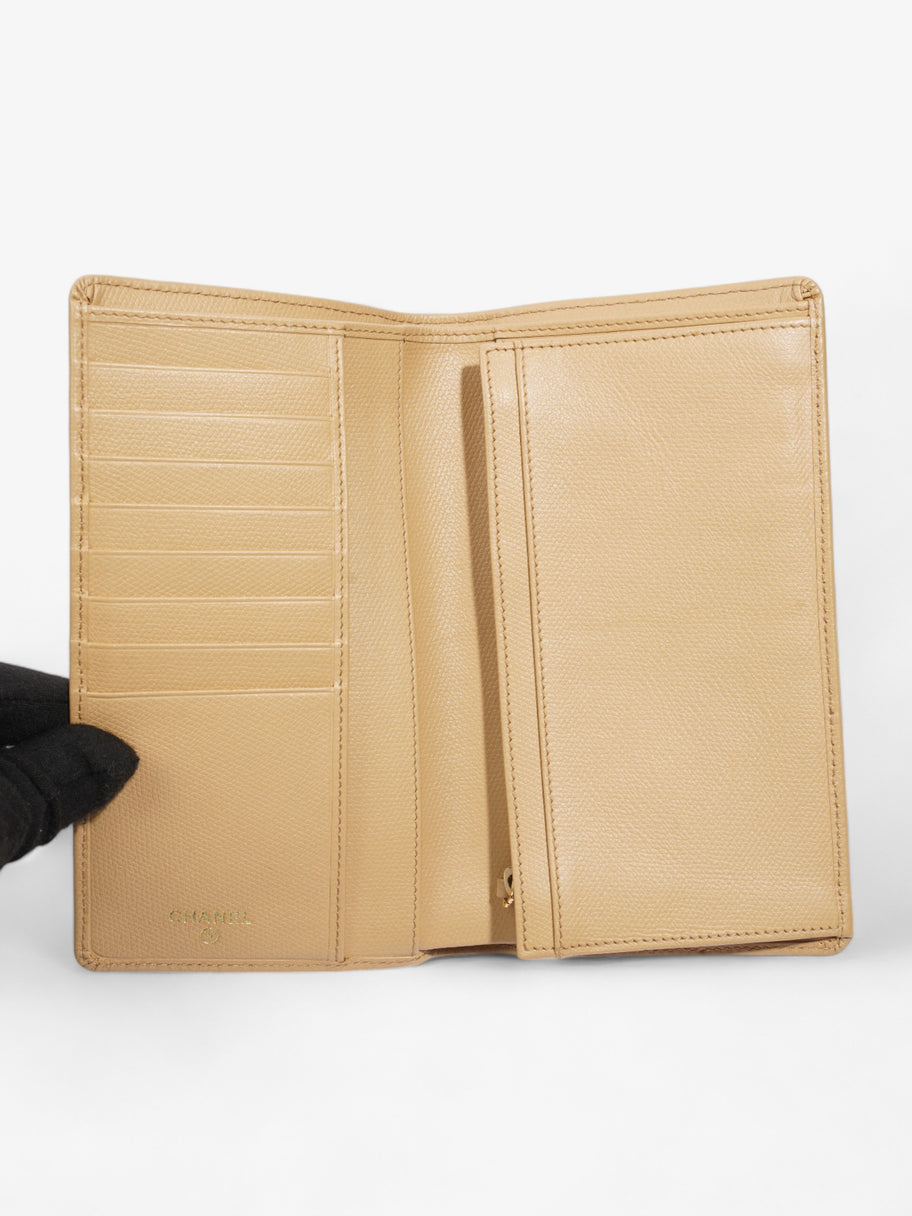 Chanel Button Wallet Beige Leather Image 3