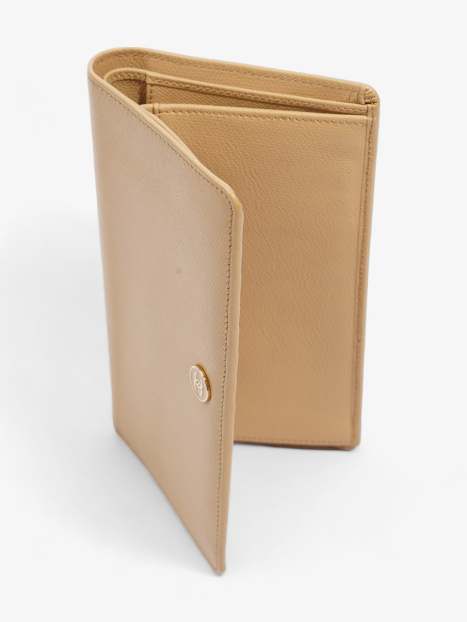Chanel Button Wallet Beige Leather Image 6