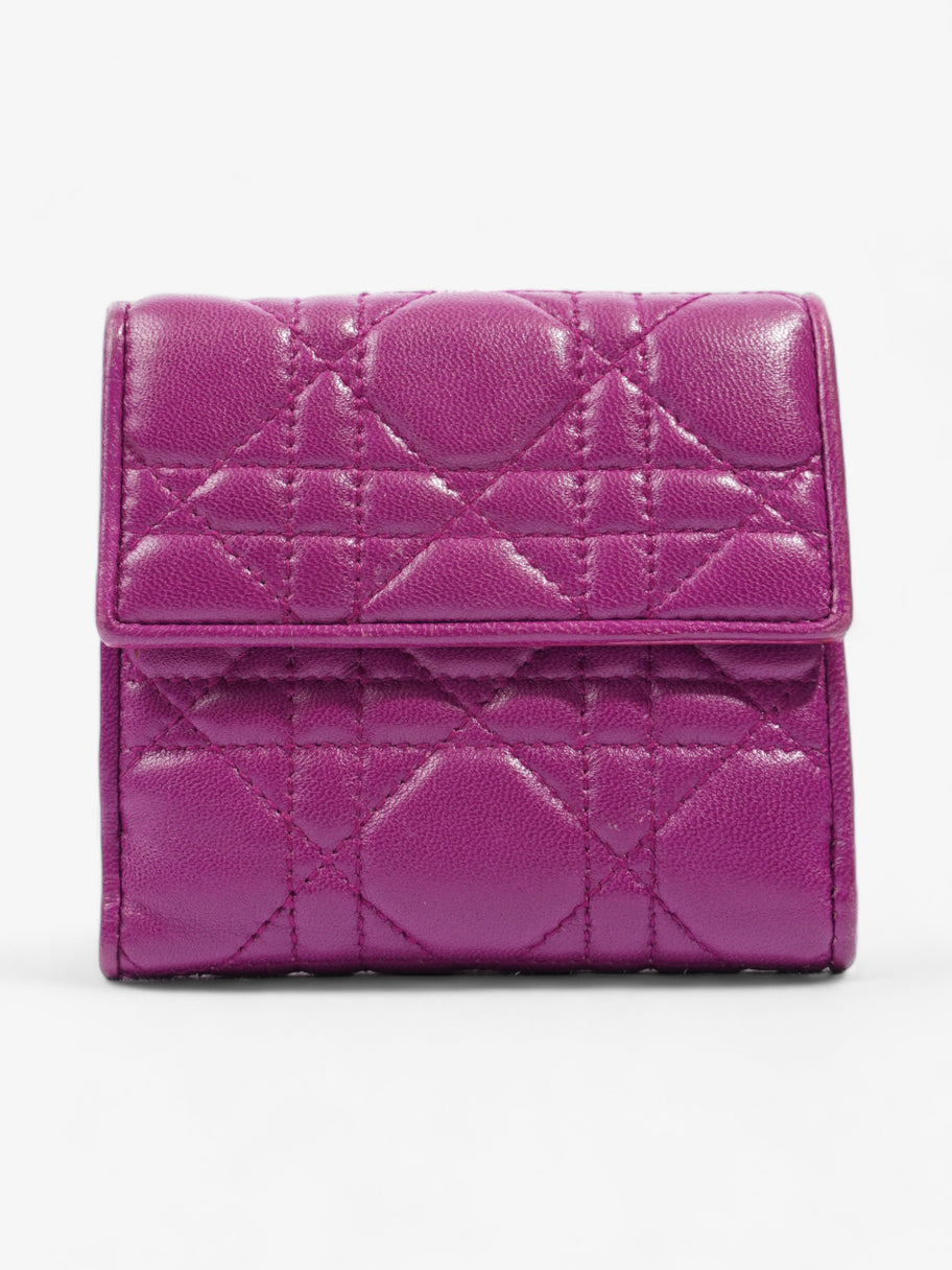 Christian Dior Cannage Lady Dior Lotus Compact Wallet Purple Lambskin Leather Image 1