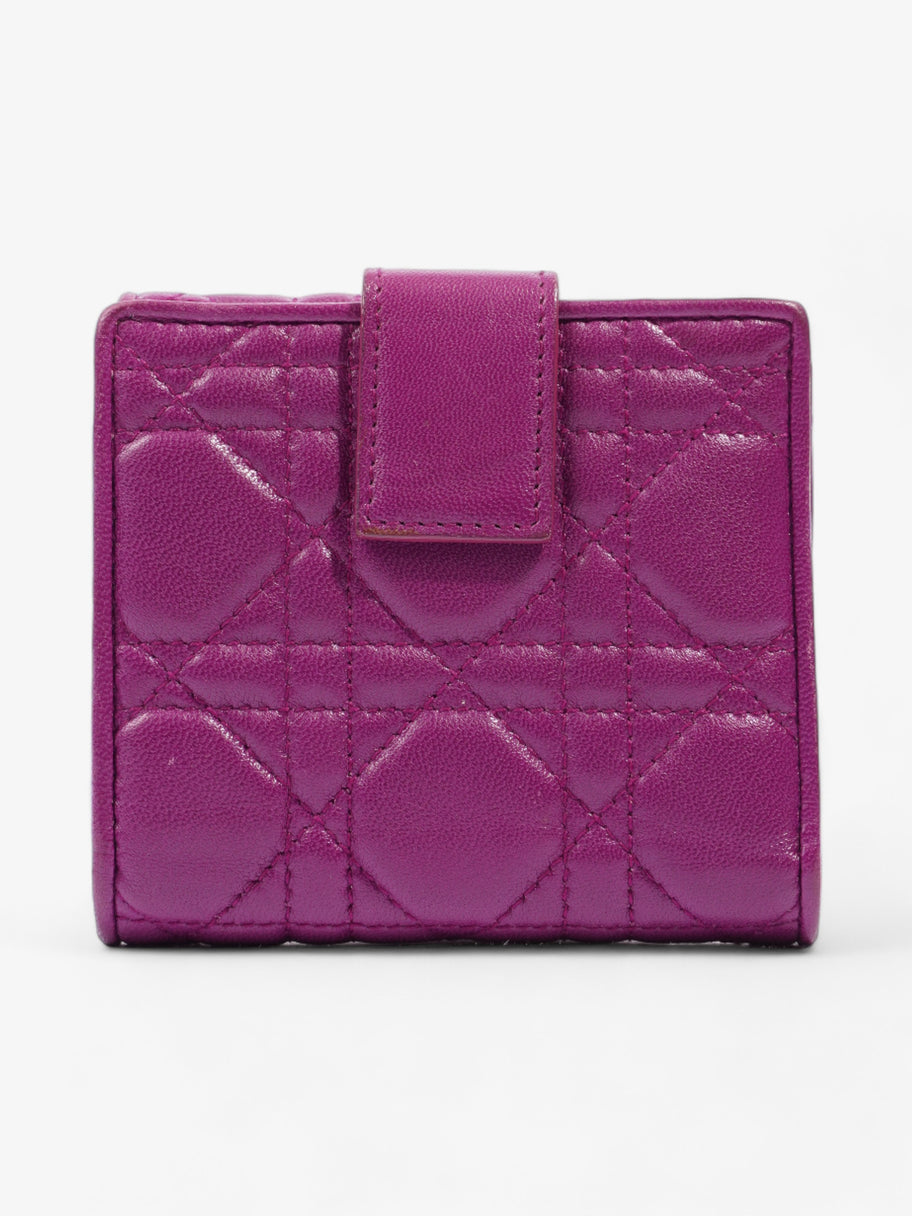 Christian Dior Cannage Lady Dior Lotus Compact Wallet Purple Lambskin Leather Image 2