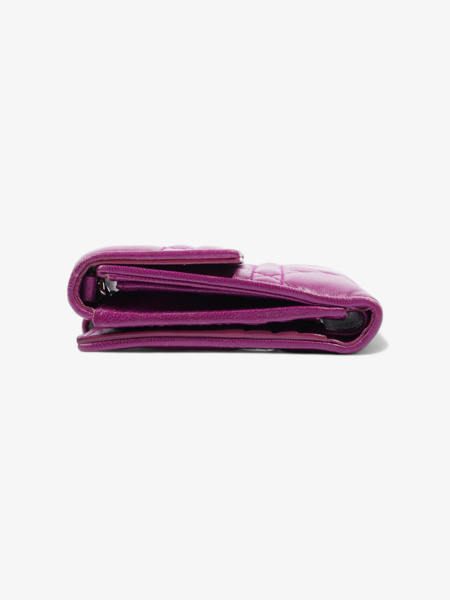 Christian Dior Cannage Lady Dior Lotus Compact Wallet Purple Lambskin Leather Image 3