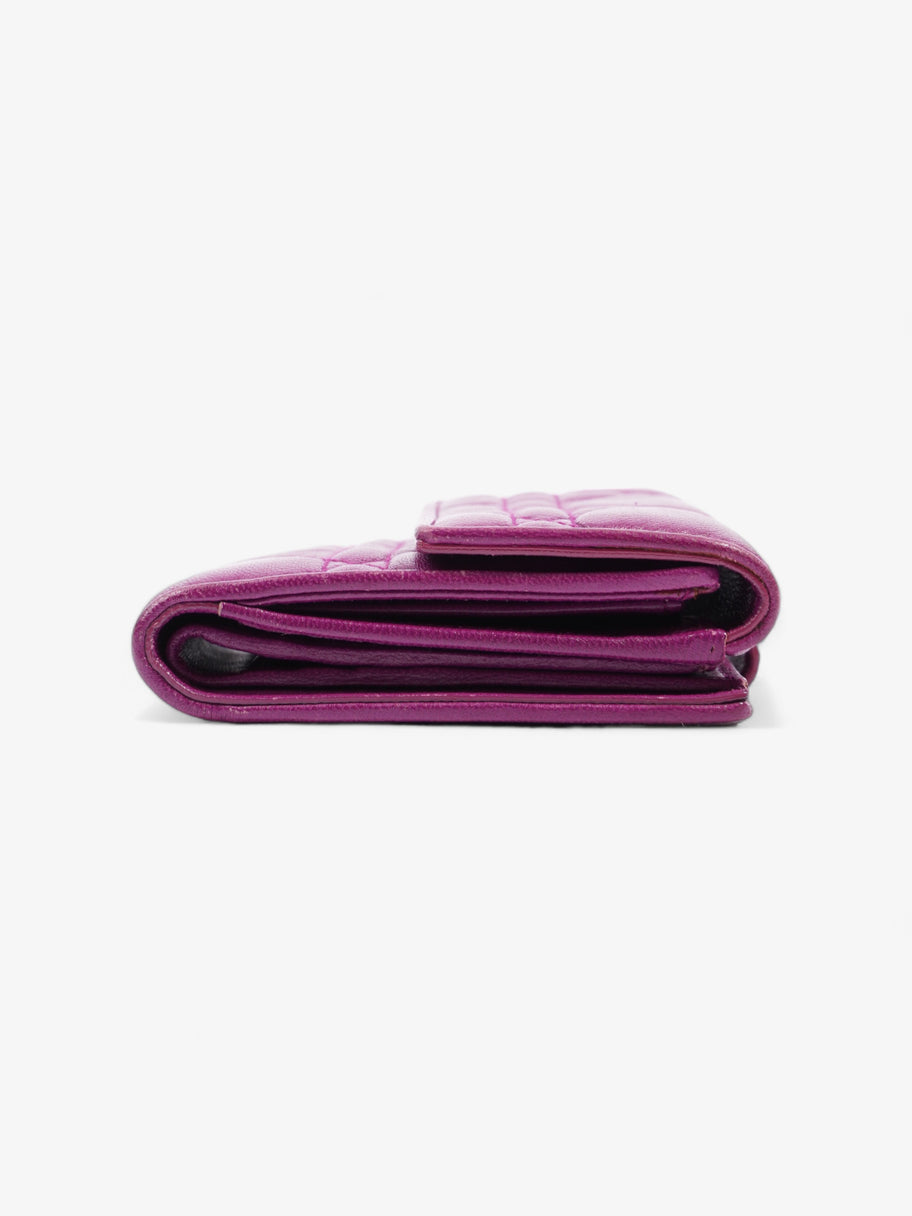 Christian Dior Cannage Lady Dior Lotus Compact Wallet Purple Lambskin Leather Image 4
