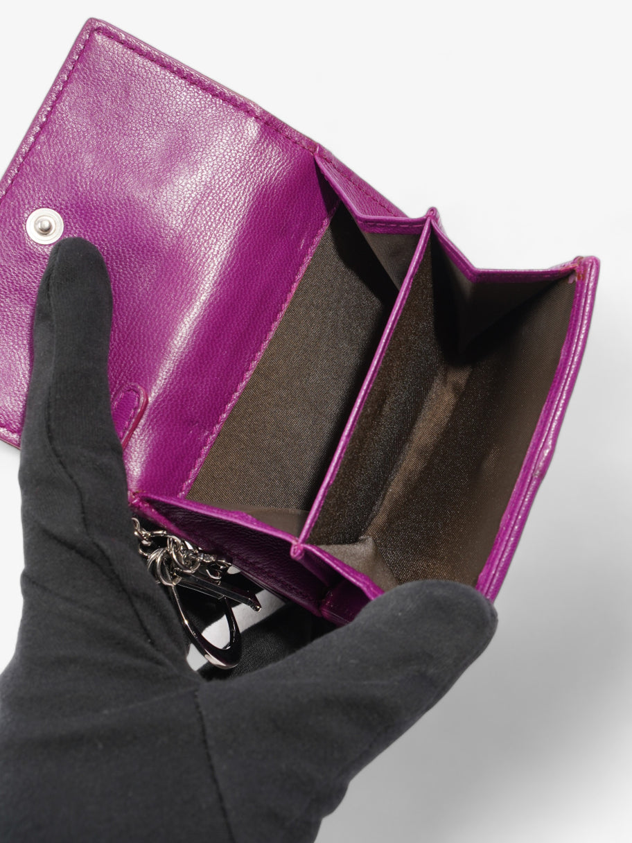 Christian Dior Cannage Lady Dior Lotus Compact Wallet Purple Lambskin Leather Image 5