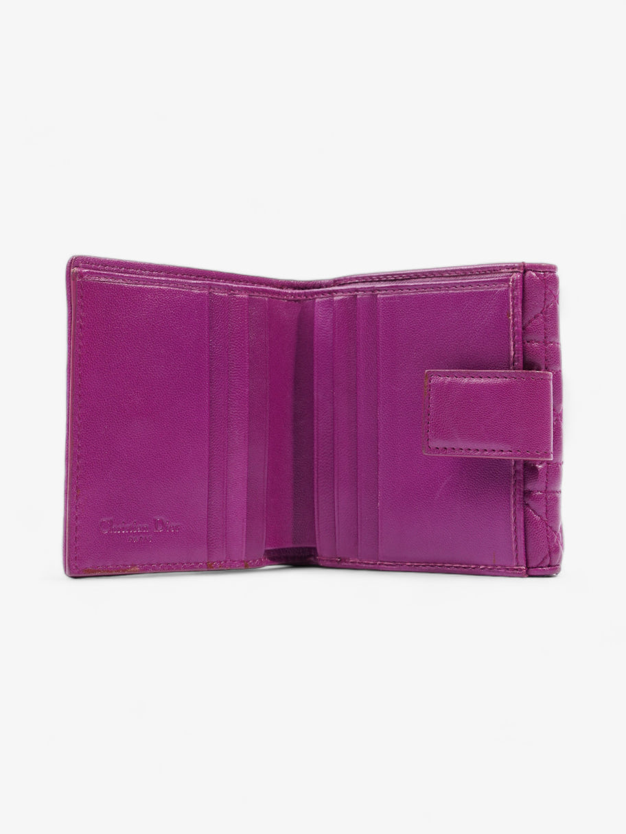 Christian Dior Cannage Lady Dior Lotus Compact Wallet Purple Lambskin Leather Image 6