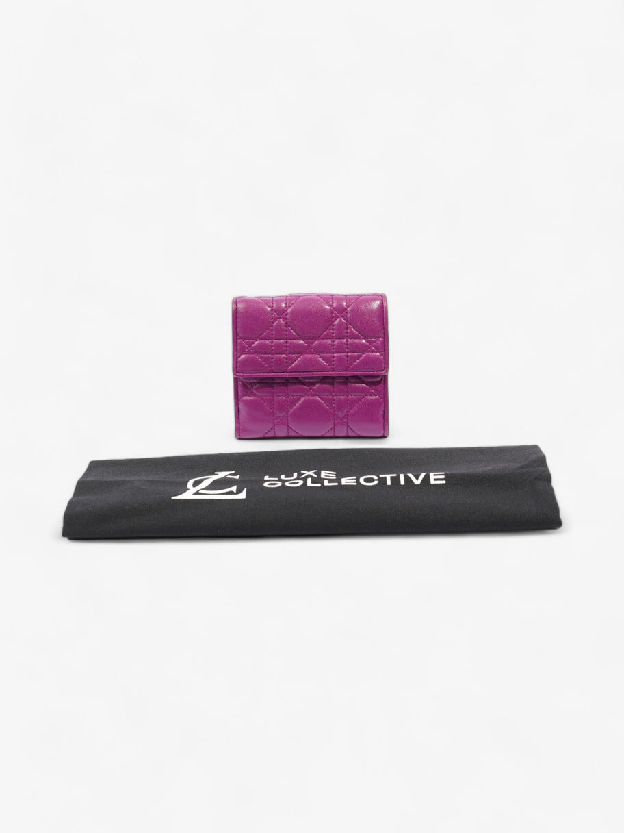 Christian Dior Cannage Lady Dior Lotus Compact Wallet Purple Lambskin Leather Image 7