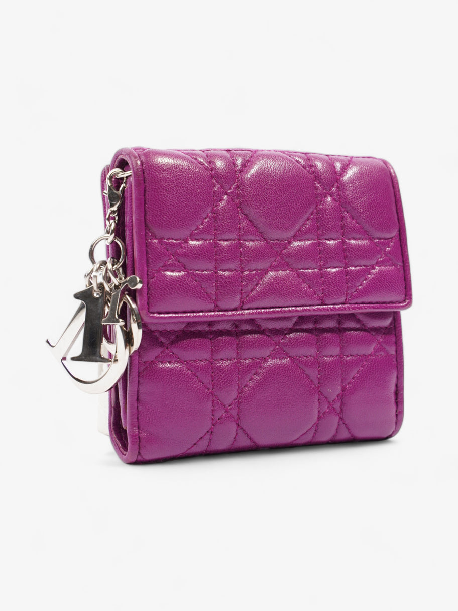 Christian Dior Cannage Lady Dior Lotus Compact Wallet Purple Lambskin Leather Image 8