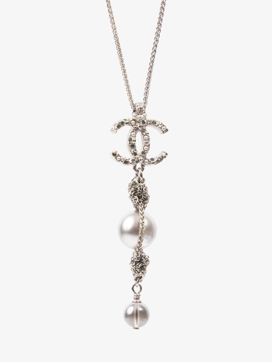Chanel CC Pearl Drop Necklace Silver Silver Sterling Image 5