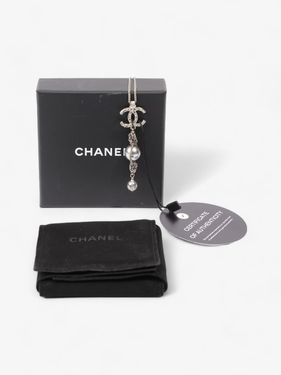 Chanel CC Pearl Drop Necklace Silver Silver Sterling Image 6