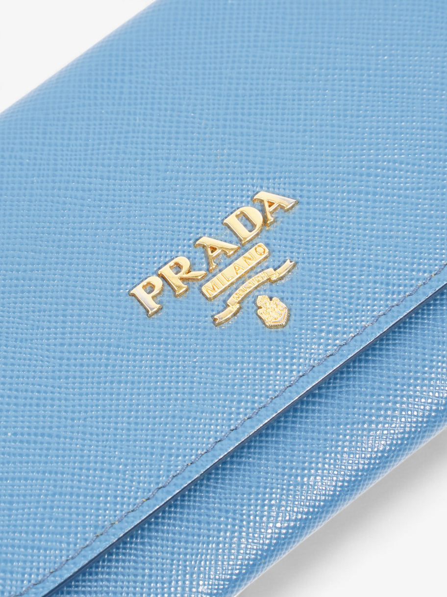 Prada Bifold Card Case Light Blue Saffiano Leather Image 3