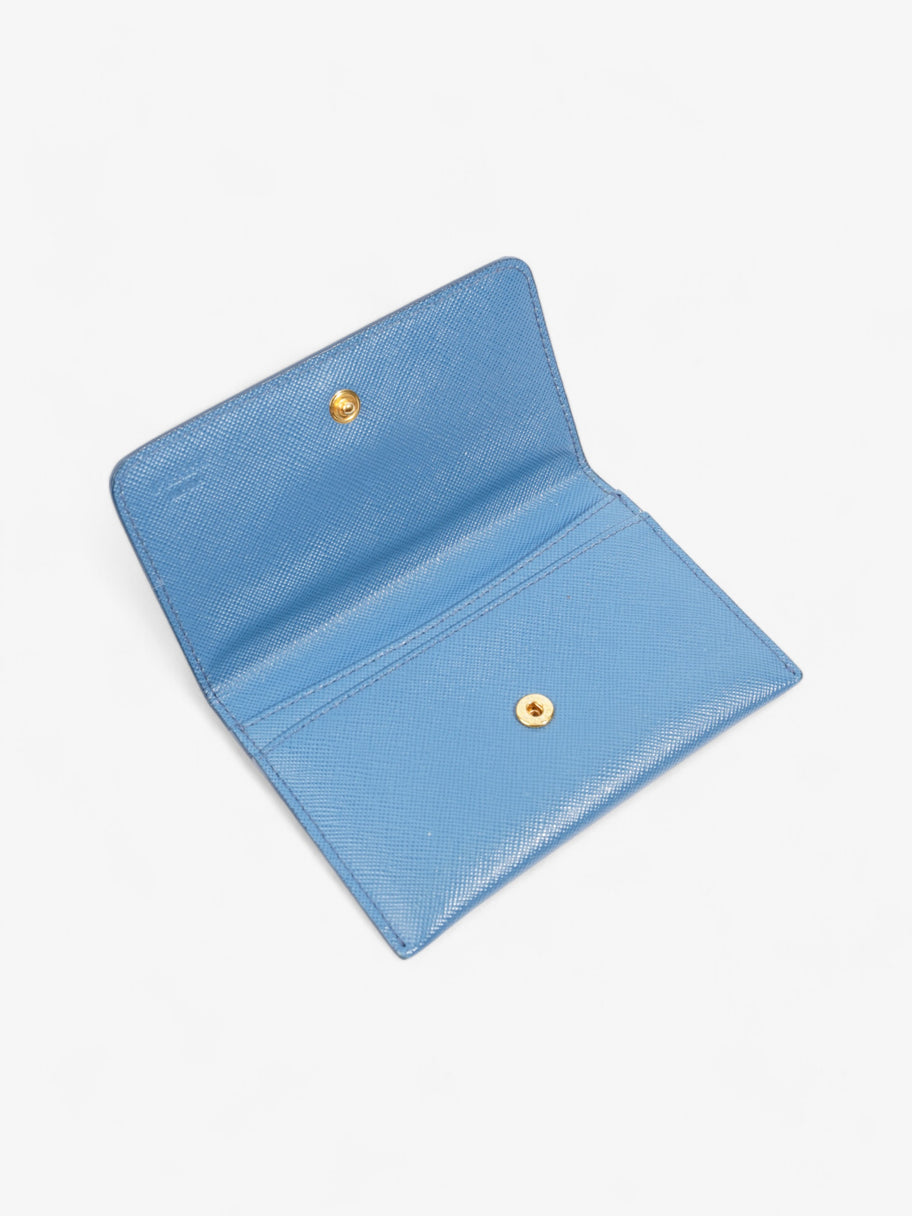 Prada Bifold Card Case Light Blue Saffiano Leather Image 4