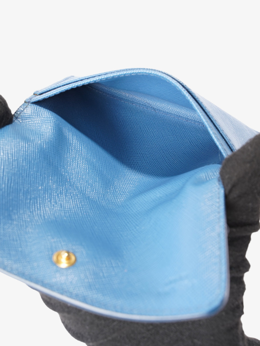 Prada Bifold Card Case Light Blue Saffiano Leather Image 5