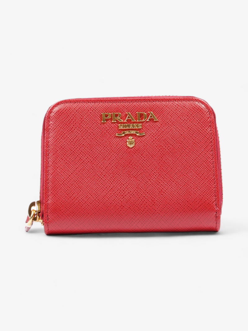  Prada Zip Around Wallet Red Saffiano Leather