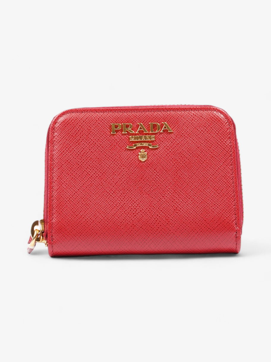Prada Zip Around Wallet Red Saffiano Leather Image 1