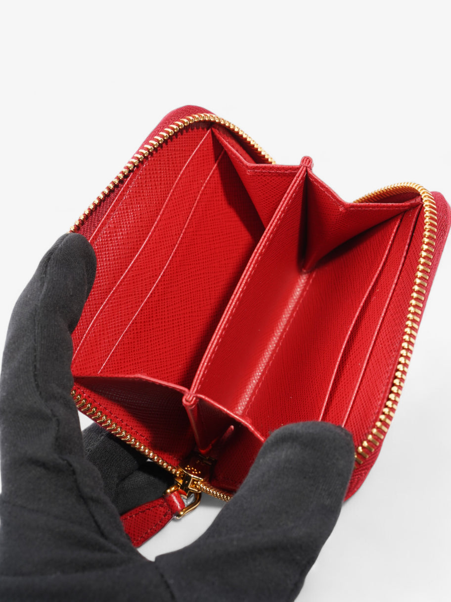 Prada Zip Around Wallet Red Saffiano Leather Image 5