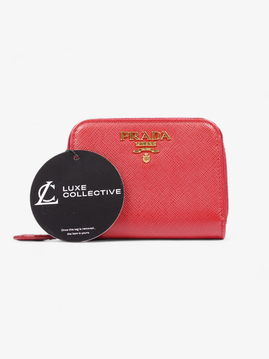 Prada Zip Around Wallet Red Saffiano Leather Image 6