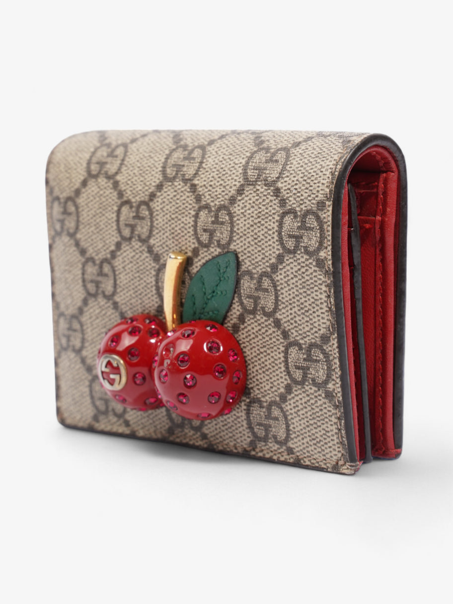 Gucci Cherry Fold Over Wallet GG Supreme / Red / Green Coated Canvas Image 3
