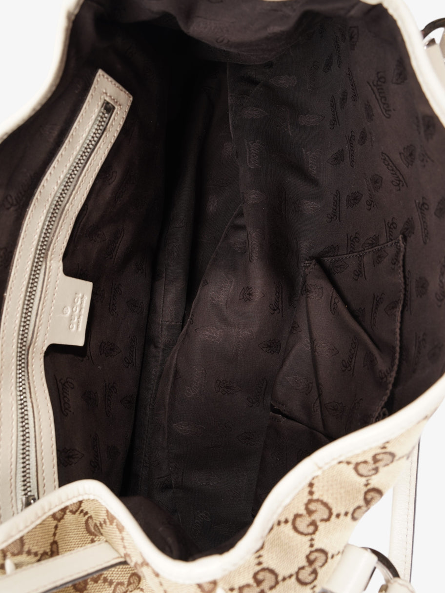 Gucci Twins Tote Beige And Ebony GG Supreme / White Canvas Image 8