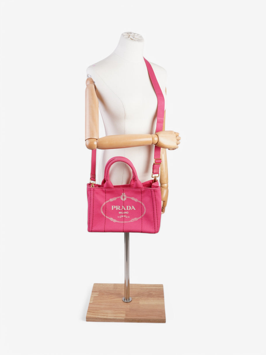Prada Canapa 2 Way Bag Pink Canvas Image 2