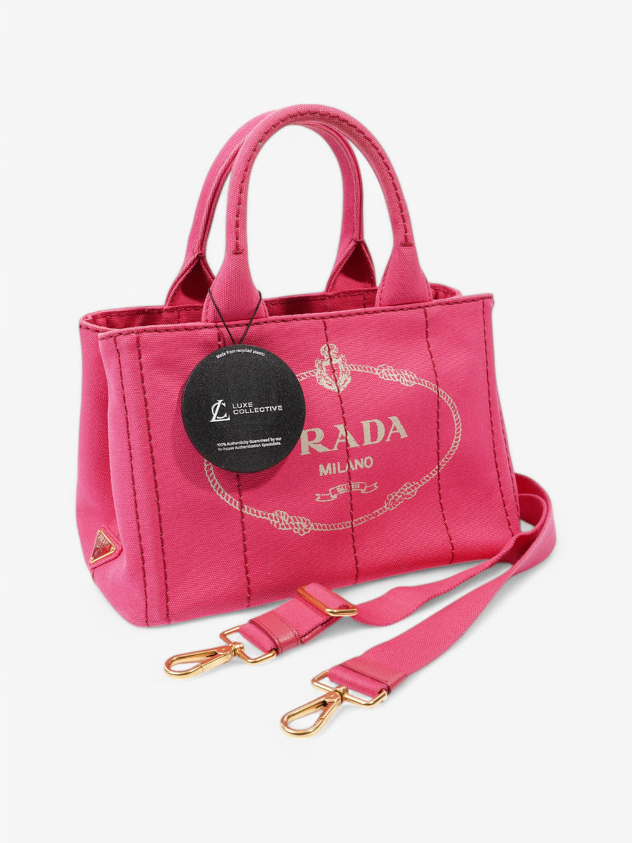 Prada Canapa 2 Way Bag Pink Canvas Image 9