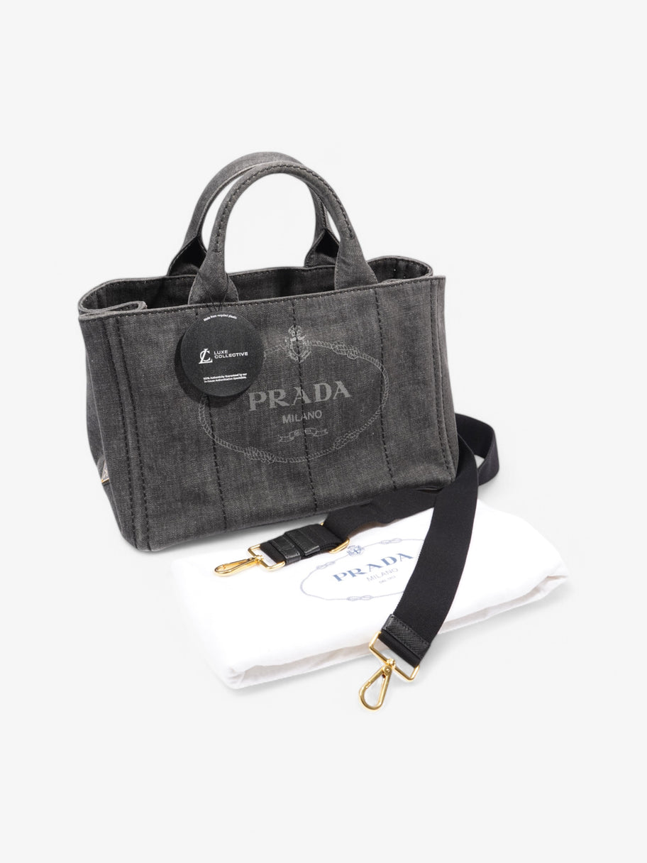 Prada Canapa 2 Way Bag Black Denim Image 10
