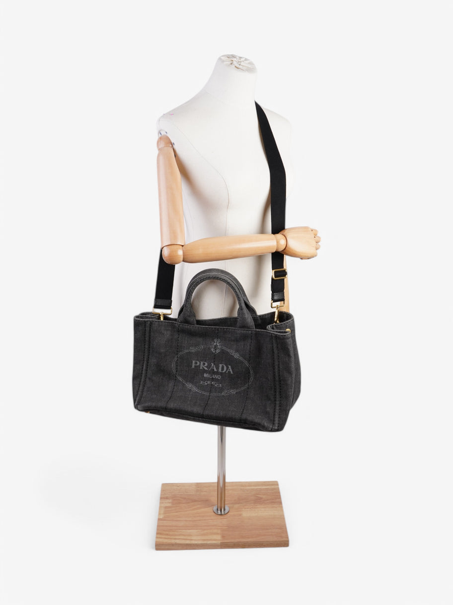 Prada Canapa 2 Way Bag Black Denim Image 2