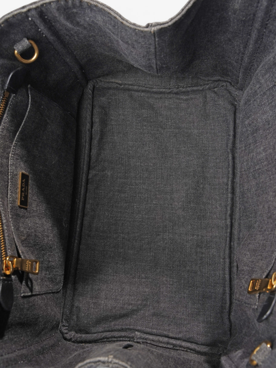 Prada Canapa 2 Way Bag Black Denim Image 8