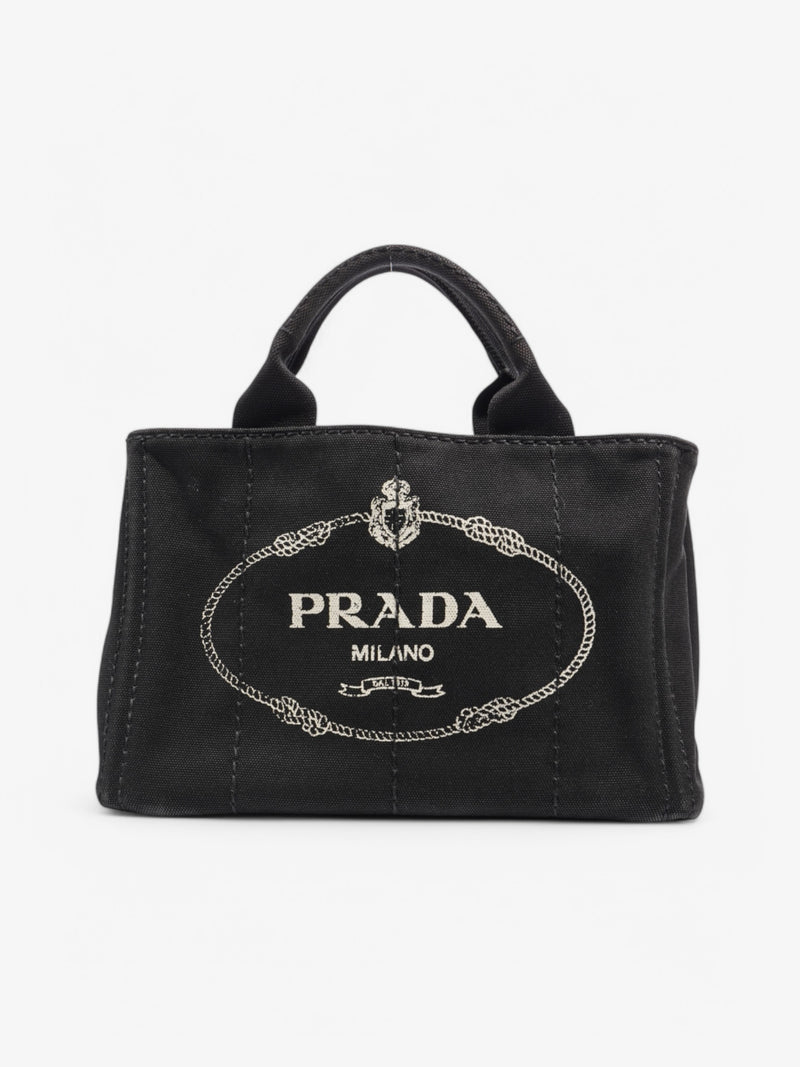  Prada Canapa 2 Way Tote Black Canvas