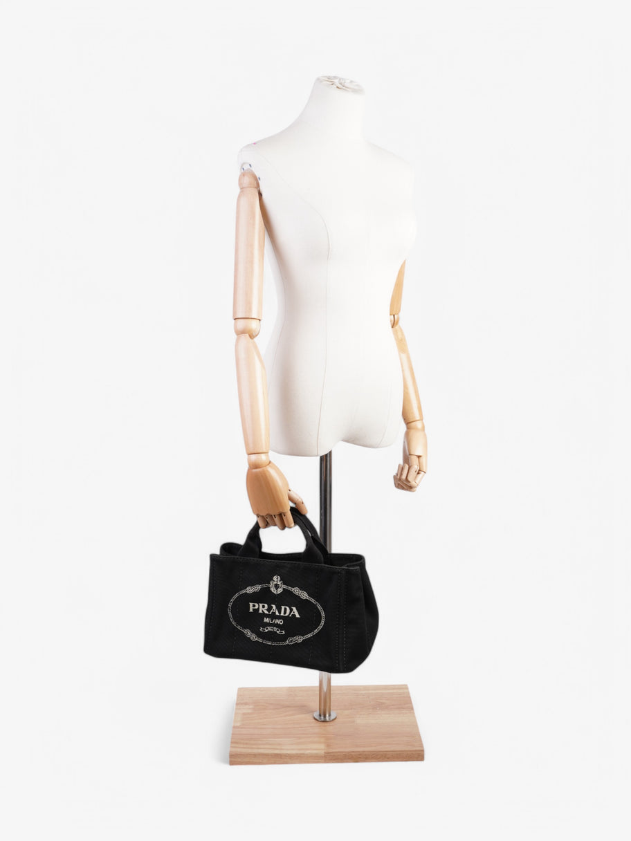 Prada Canapa 2 Way Tote Black Canvas Image 2