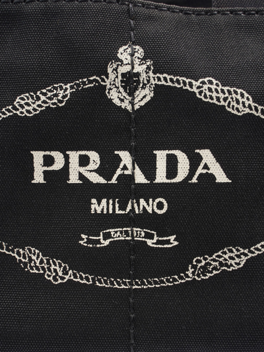 Prada Canapa 2 Way Tote Black Canvas Image 8