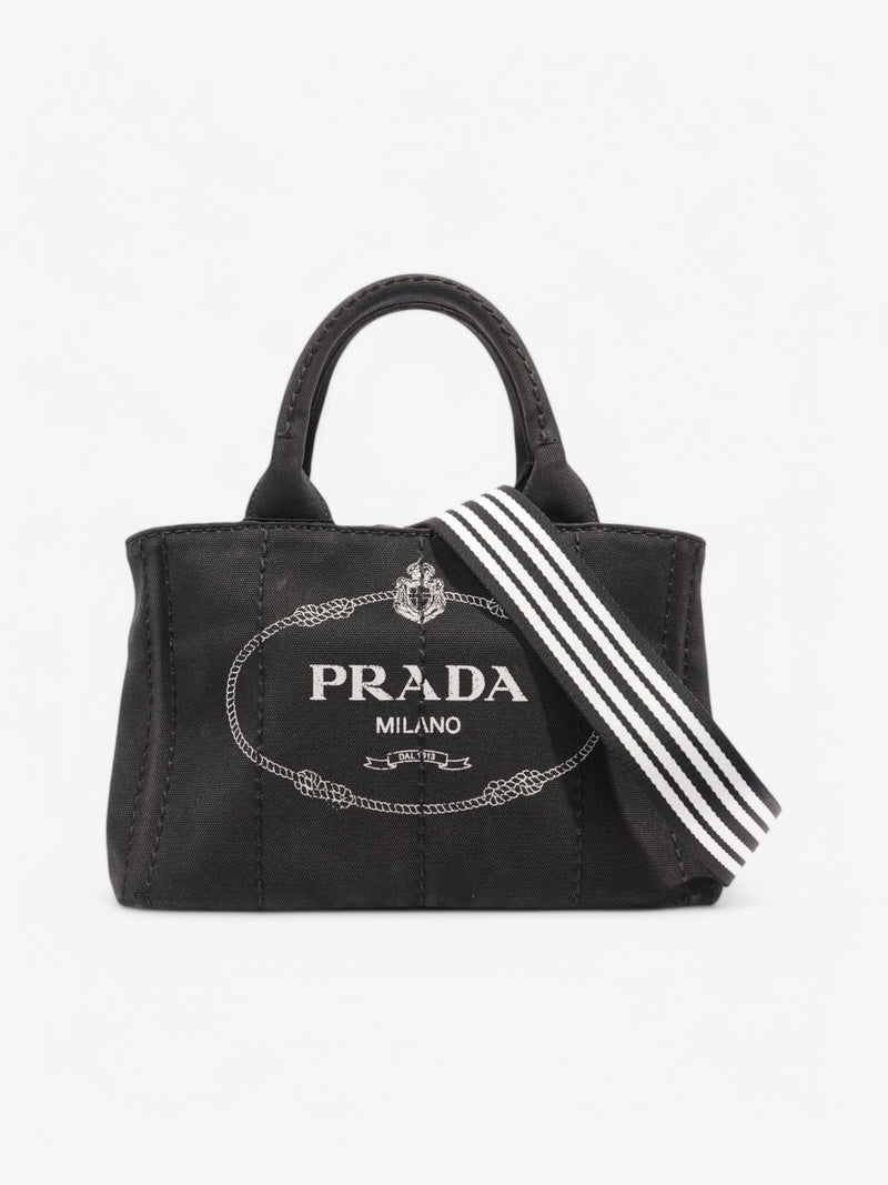  Prada Canapa 2 Way Tote Black Canvas