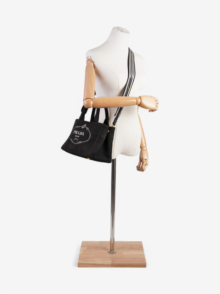 Prada Canapa 2 Way Tote Black Canvas Image 2