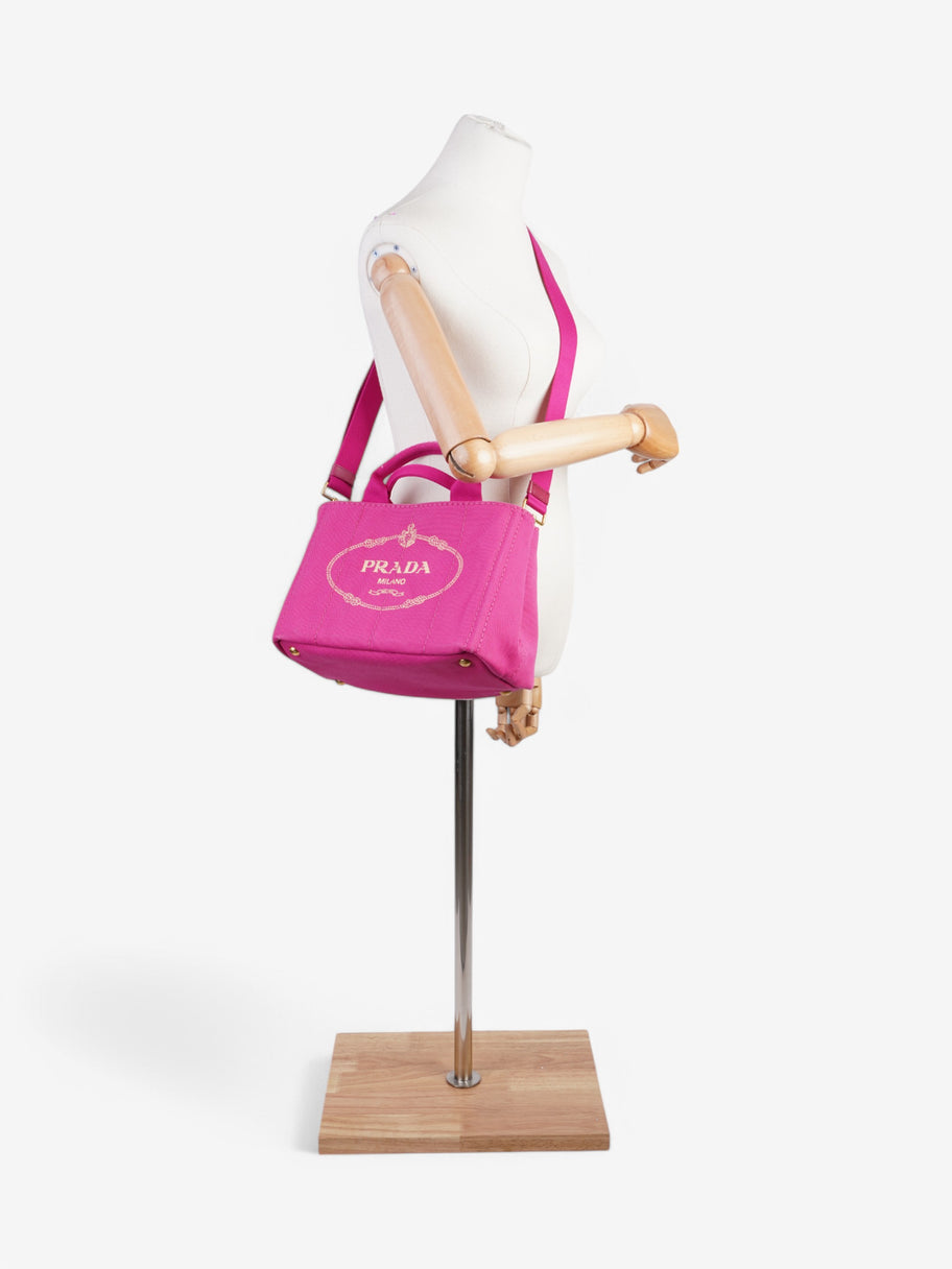 Prada 2 Way Handbag Pink Canvas Image 2