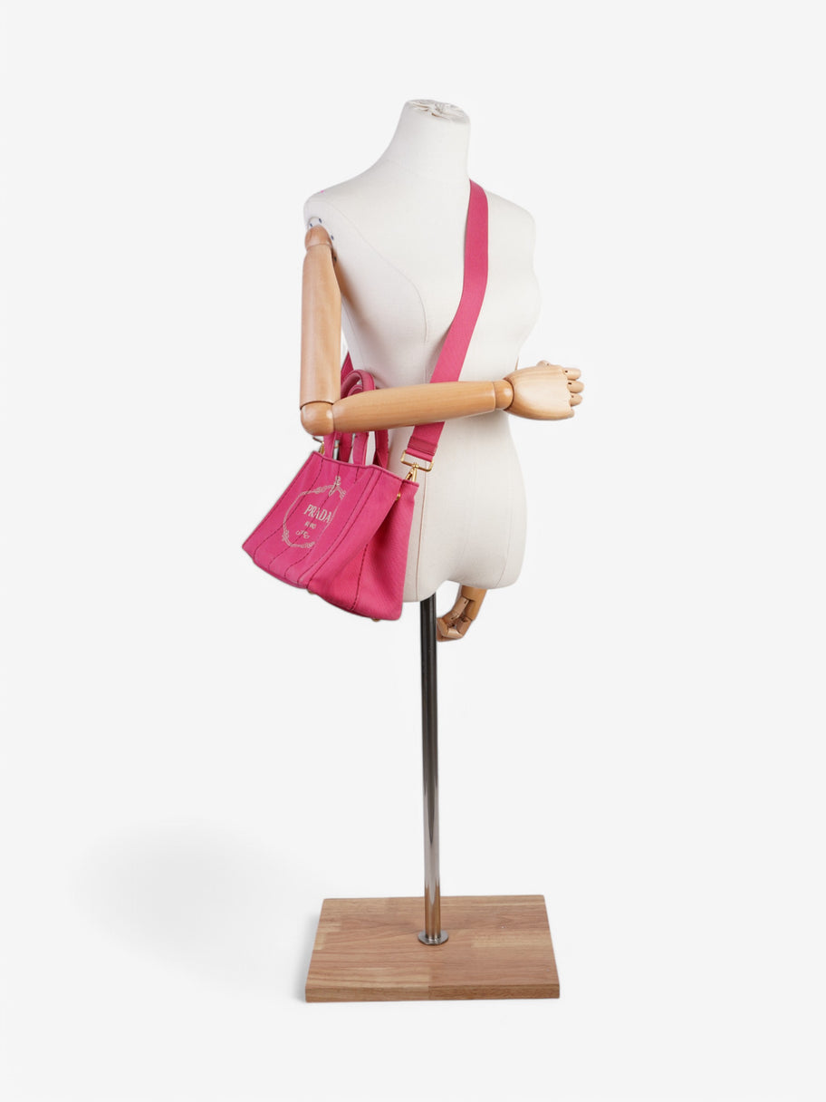 Prada Canapa Tote Pink Canvas Image 2