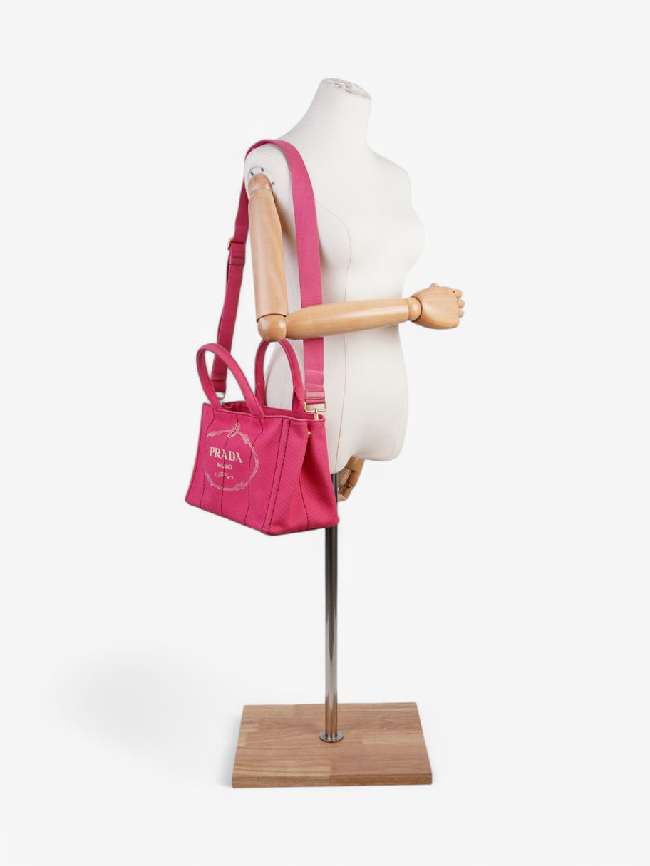 Prada Canapa Tote Pink Canvas Image 2