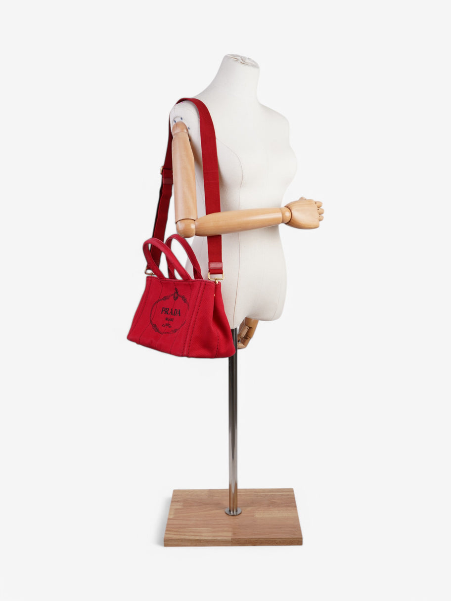Prada Canapa Tote Red Canvas Image 2