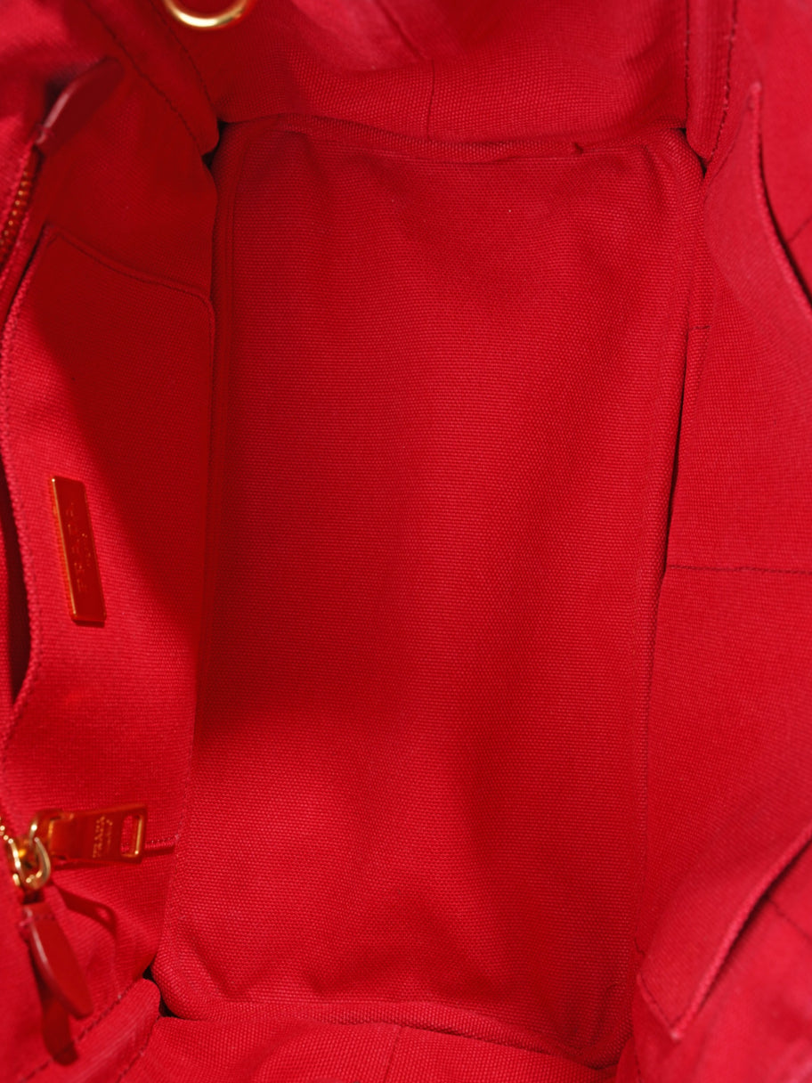 Prada Canapa Tote Red Canvas Image 7