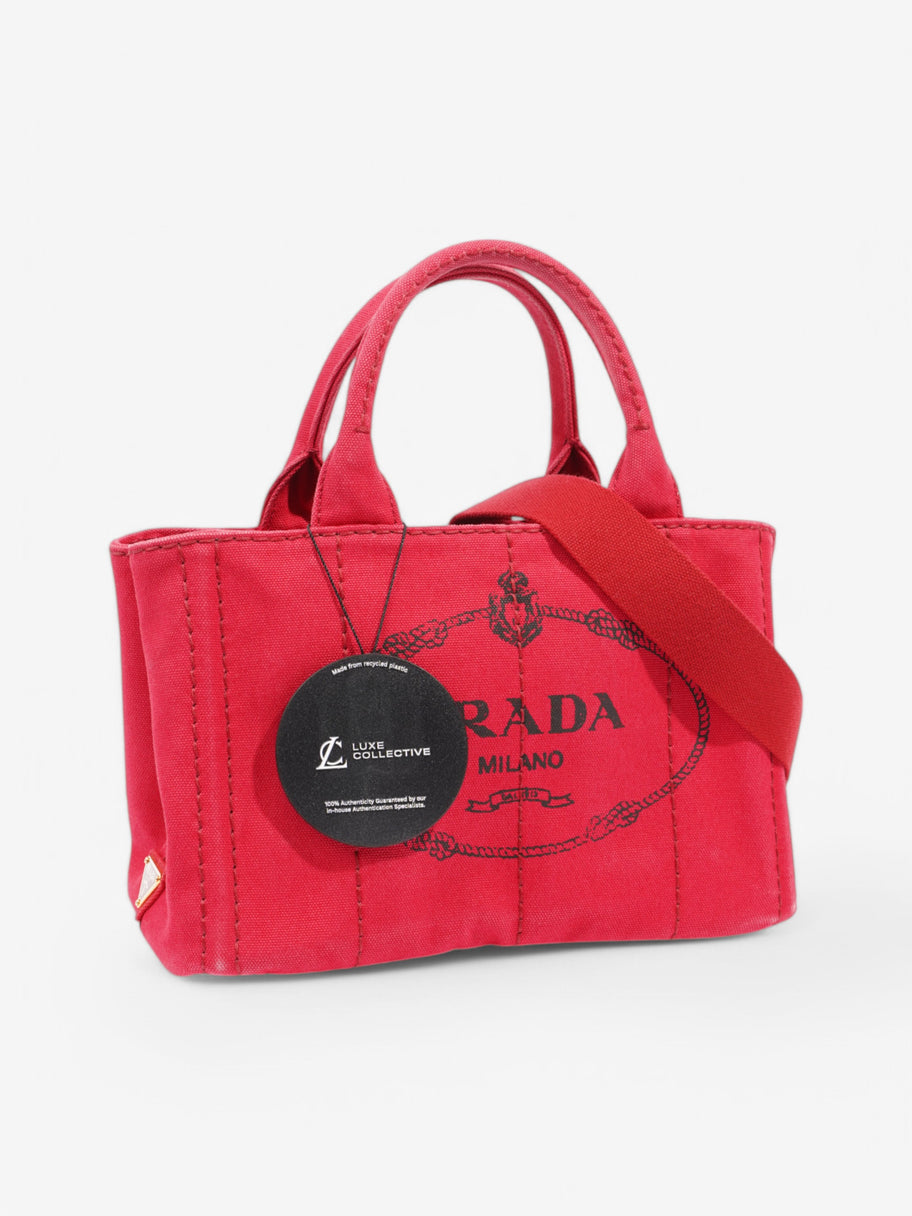 Prada Canapa Tote Red Canvas Image 8