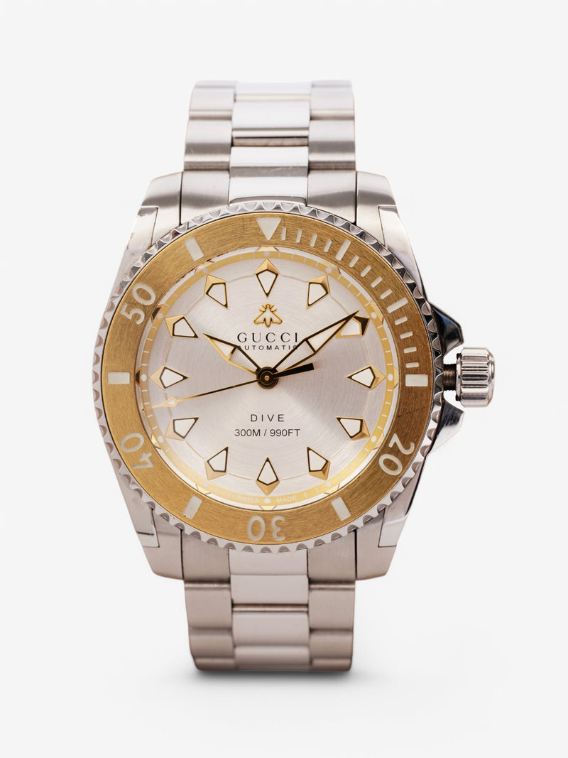  Gucci Dive Automatic Gold Silver Steel Strap YA136357 Silver / Gold Stainless Steel 40mm