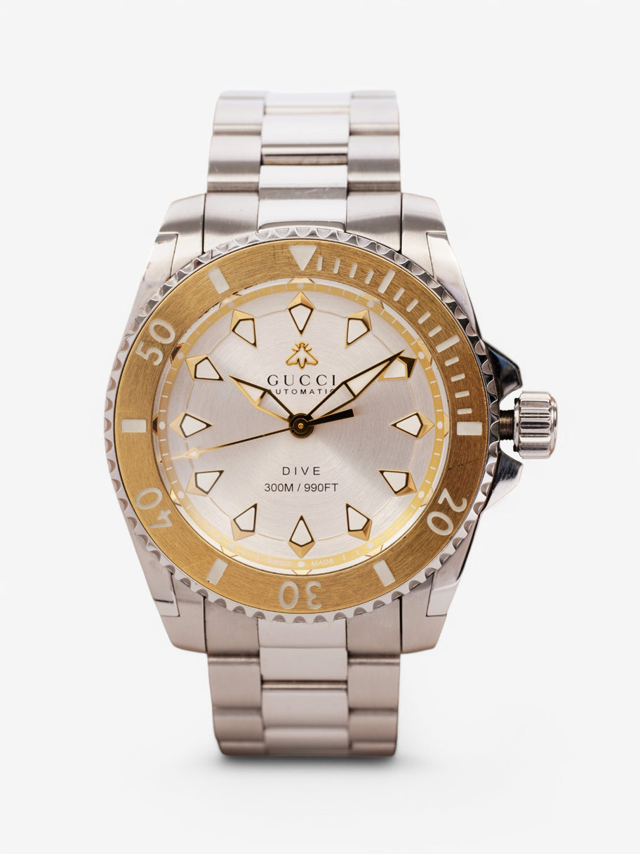 Gucci Dive Automatic Gold Silver Steel Strap YA136357 Silver / Gold Stainless Steel 40mm Image 1