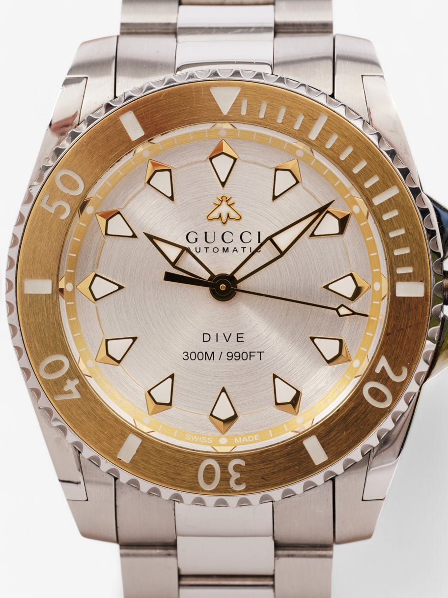 Gucci Dive Automatic Gold Silver Steel Strap YA136357 Silver / Gold Stainless Steel 40mm Image 2