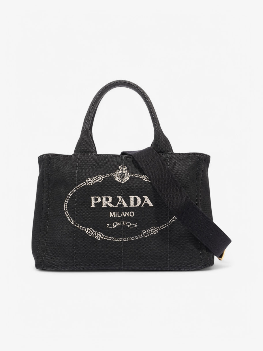Prada 2 Way Handbag Black Canvas Image 1