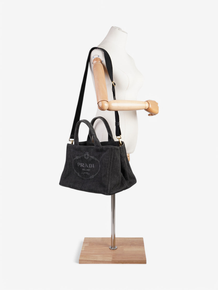 Prada 2 Way Handbag Black Denim Image 2