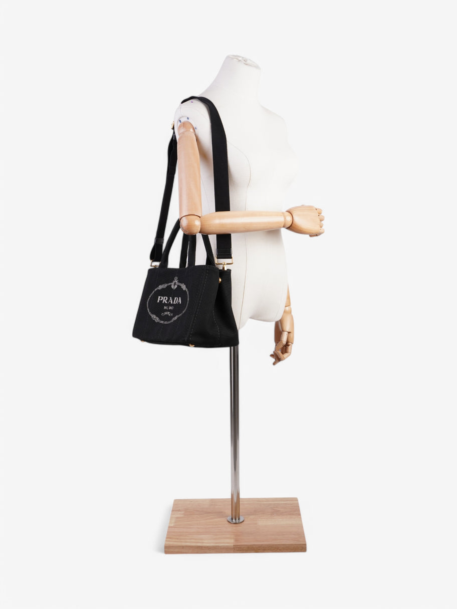 Prada Canapa Tote Black Canvas Image 2