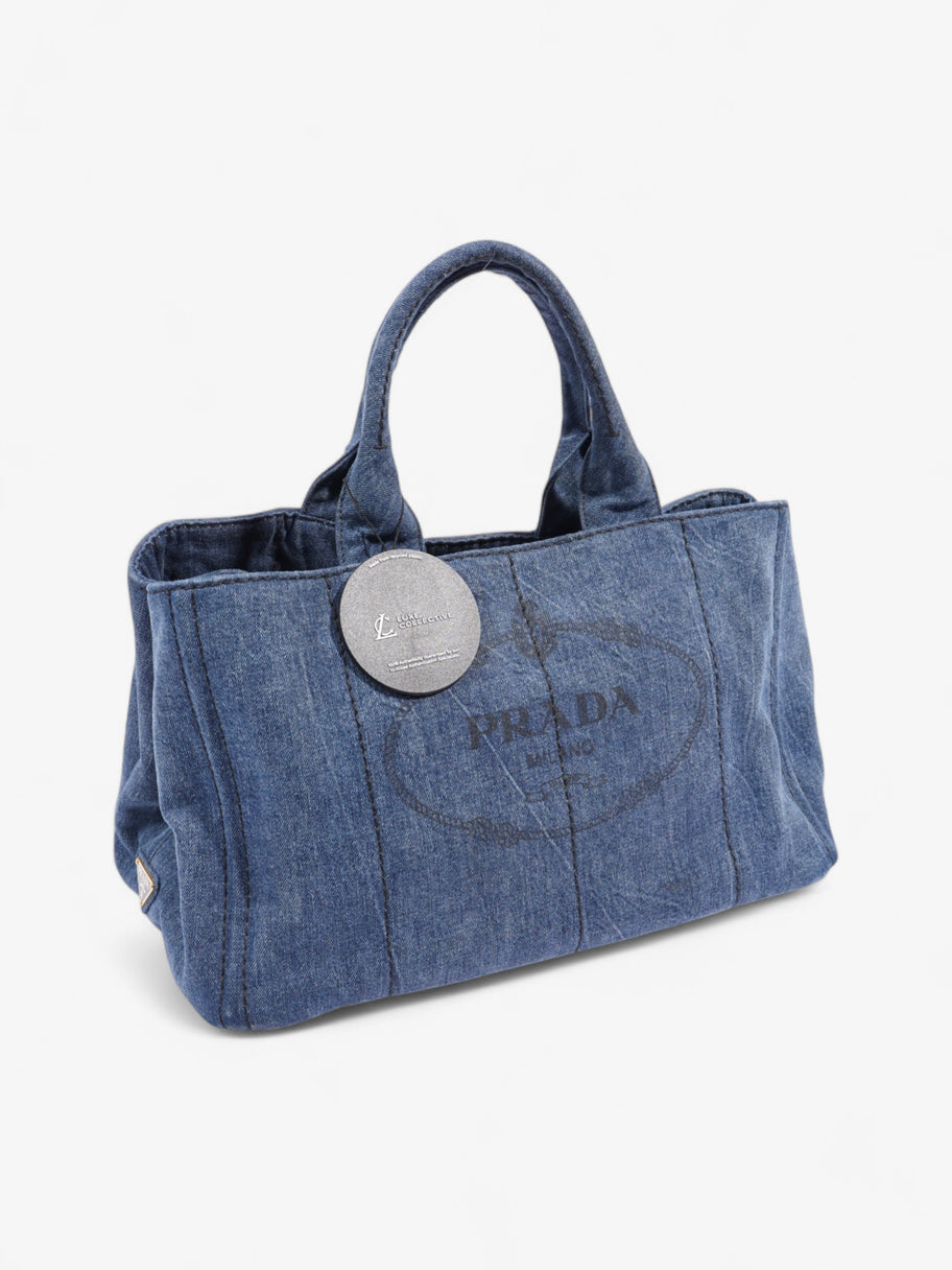 Prada Canapa Tote Blue Denim Image 10