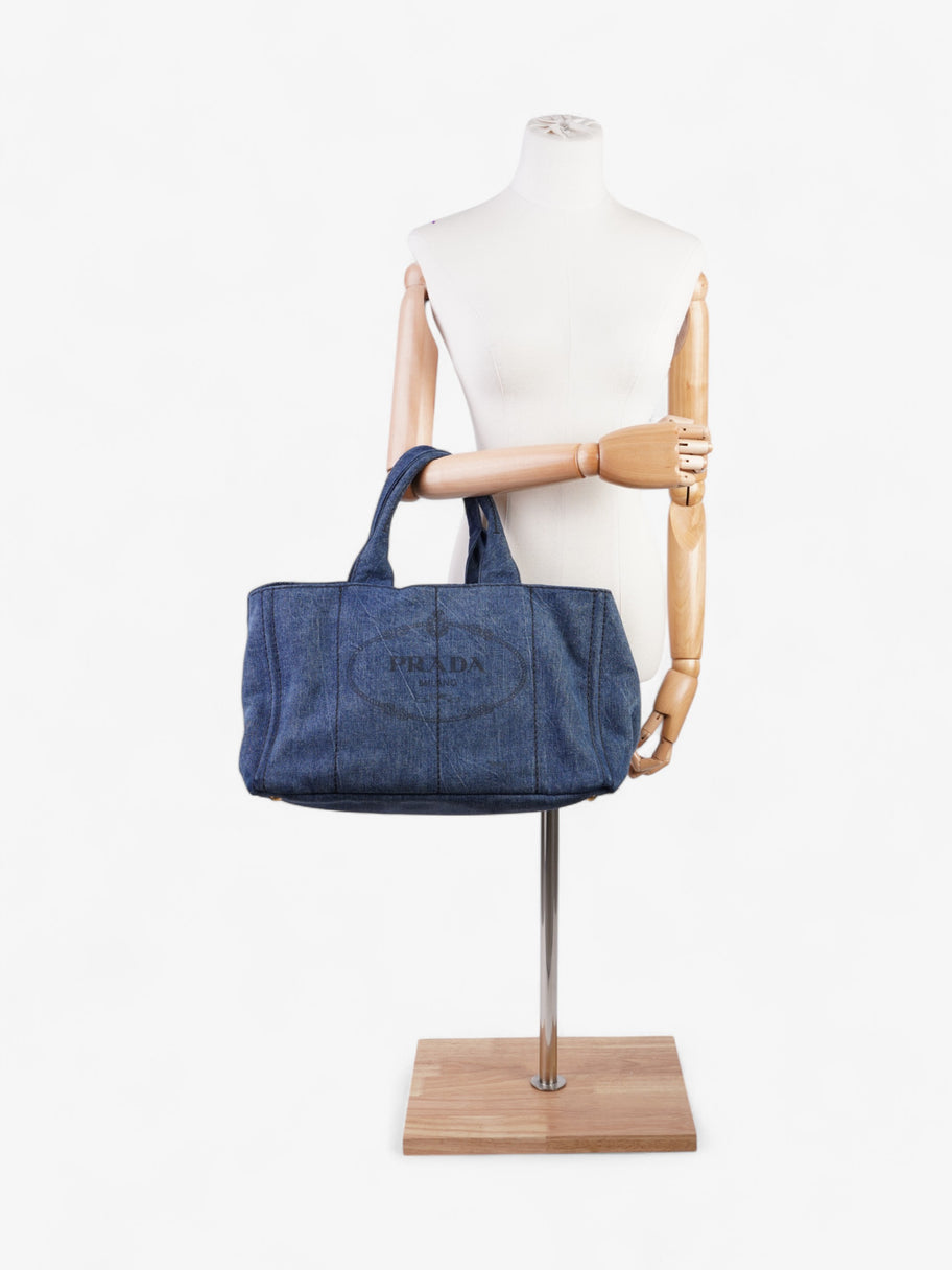 Prada Canapa Tote Blue Denim Image 2