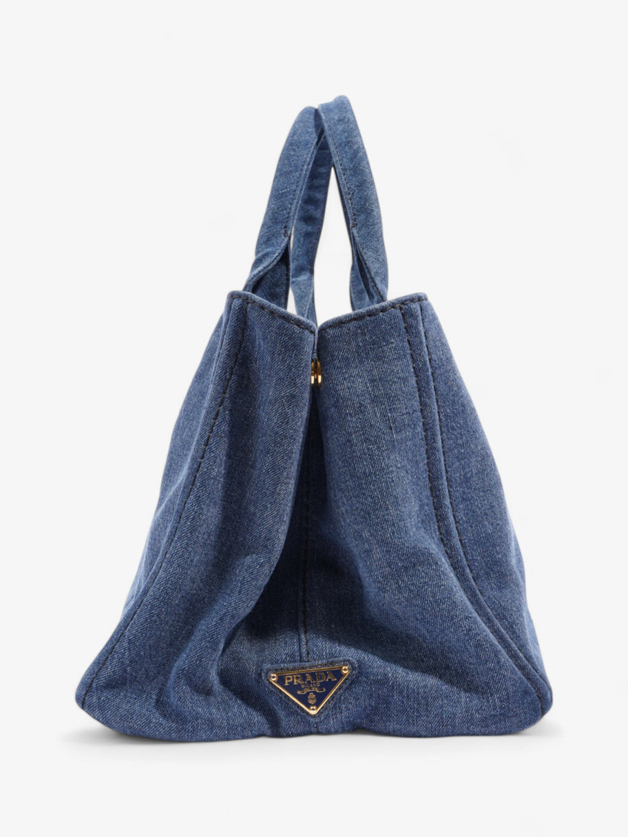 Prada Canapa Tote Blue Denim Image 5