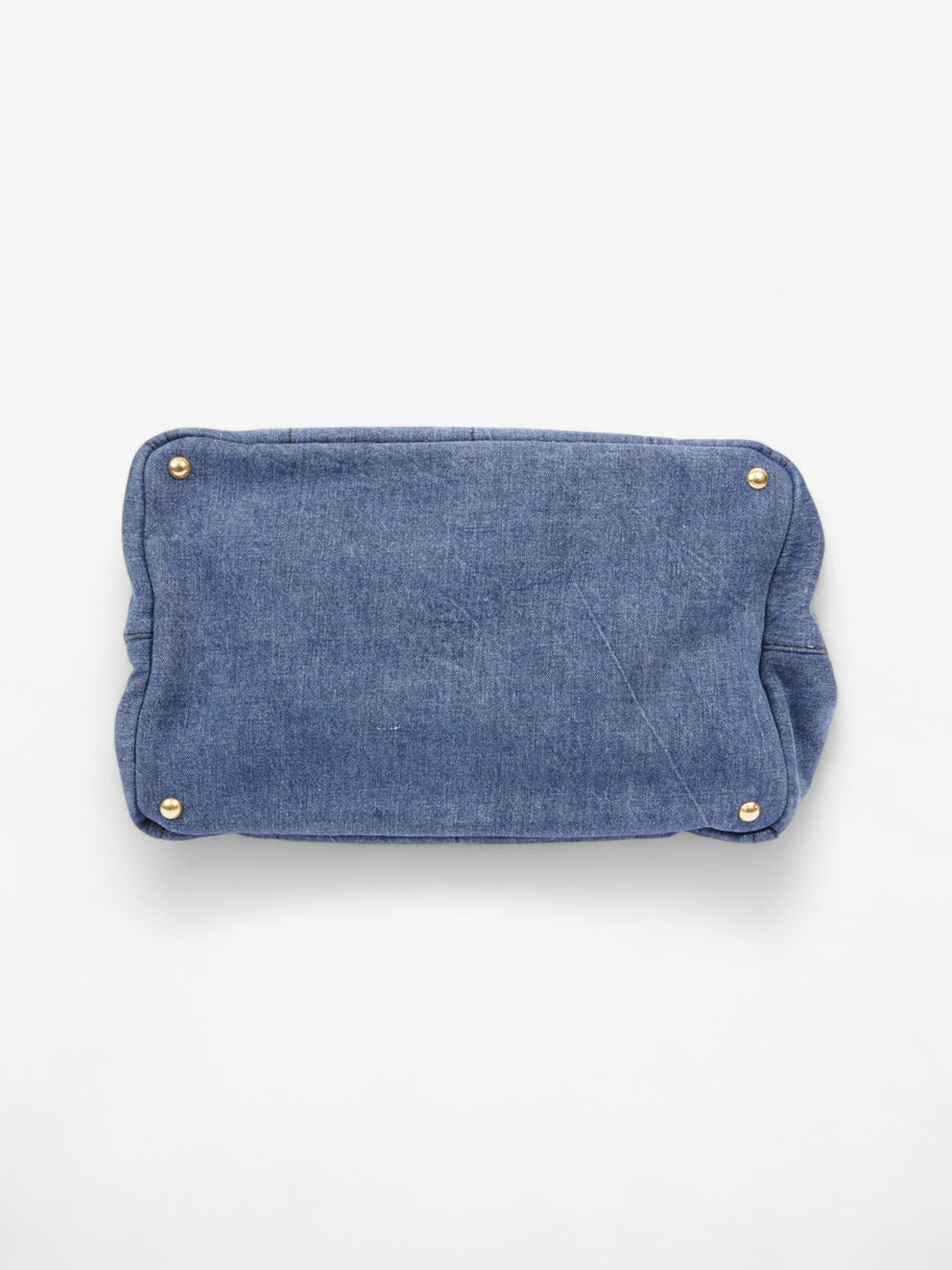 Prada Canapa Tote Blue Denim Image 6