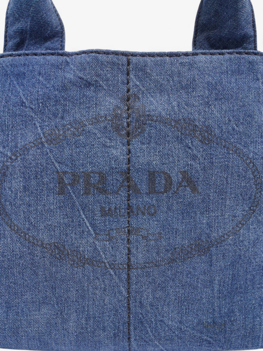 Prada Canapa Tote Blue Denim Image 7