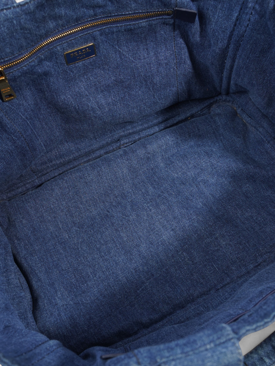 Prada Canapa Tote Blue Denim Image 8